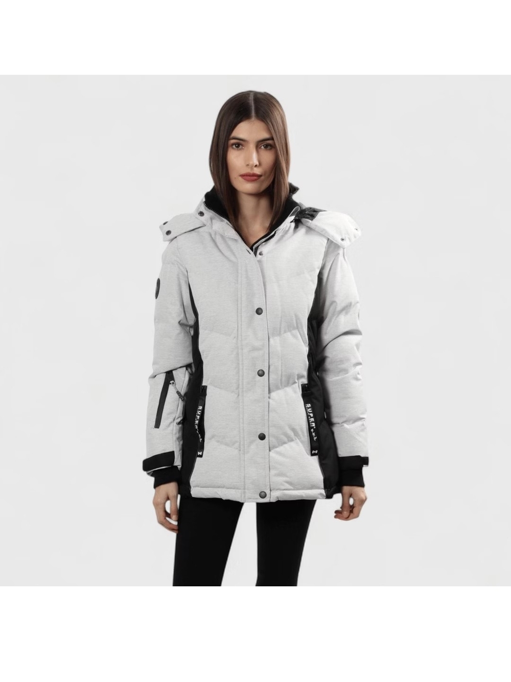Light Gray Women's Parka Jacket with Hood